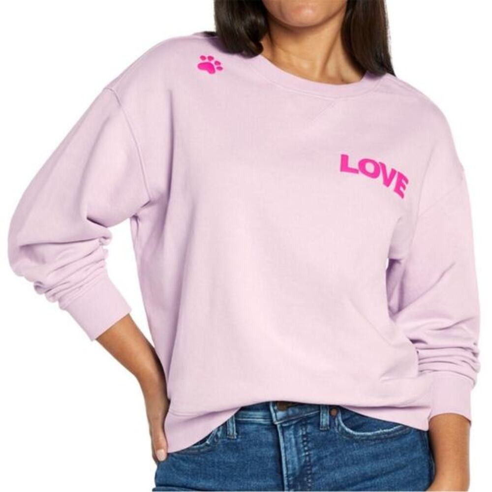 Wildfox "Dogs Love Me" Sweatshirt Sz L Pink Graphic Crewneck NWT Y2K Cozy‎ Comfy